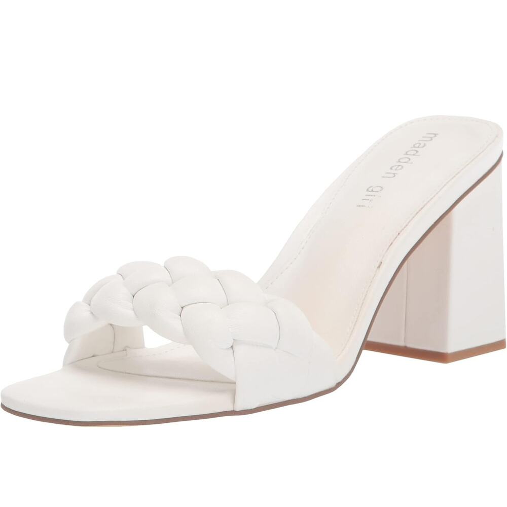 Madden Girl Women Gracy Braided Slide Sandals Size US 8.5M White Paris